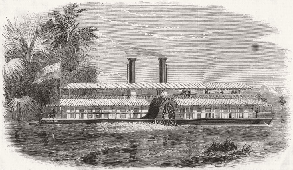 PAKISTAN. Model steamer, built for the Indus steam Flotilla company 1859 print